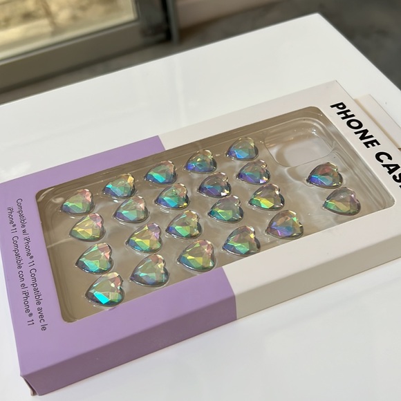 Compatible w/ iPhone 11 SHINY CLEAR / RAINBOW HEART METALLIC PHONE CASE! π€ π€ - Picture 14 of 15